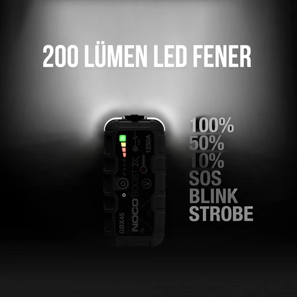 NOCO GBX45 12V 1250Amp Ultrasafe Lityum Akü Takviye + Powerbank + Led Lamba - 11