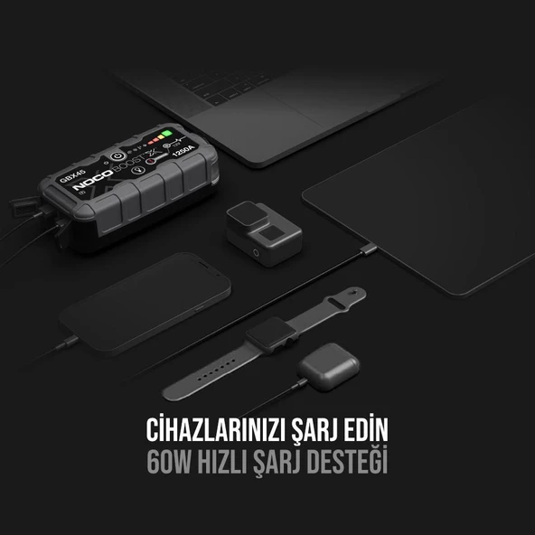 NOCO GBX45 12V 1250Amp Ultrasafe Lityum Akü Takviye + Powerbank + Led Lamba - 4