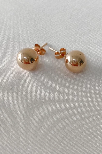 7.94 Mm Rose Altın Büyük Top Küpe 14 Ayar Altın Kadın - 2