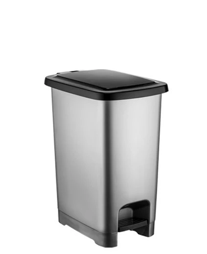 BvLX Slim Pedallı Plastik Çöp Kovası Siyah Kapaklı 15 lt - 4