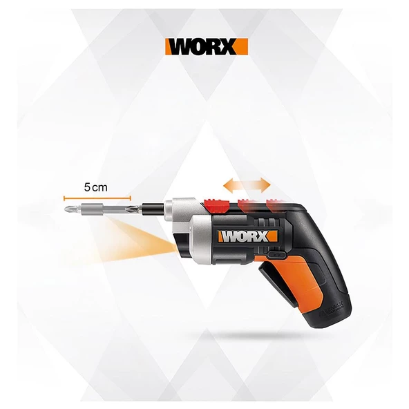 WORX WX252 4Volt/1.5Ah. Li-ion Şarjlı Tornavida + 10 adet Bits Uç - Resim 2