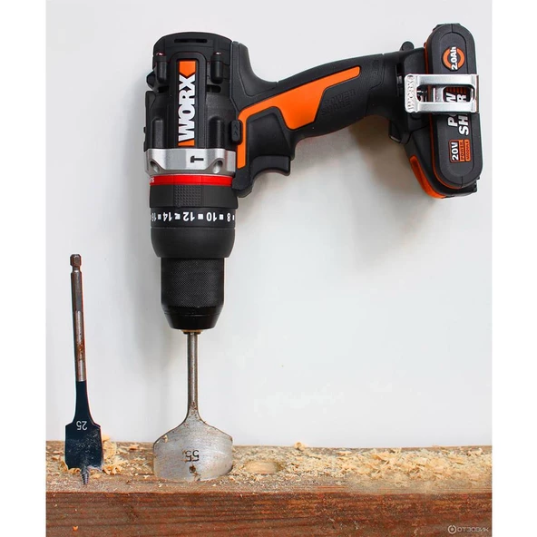 Worx Wx352 20Volt/2.0Ah Li-İon Çift Akülü Kömürsüz Profesyonel Şarjlı Darbeli Matkap - 12