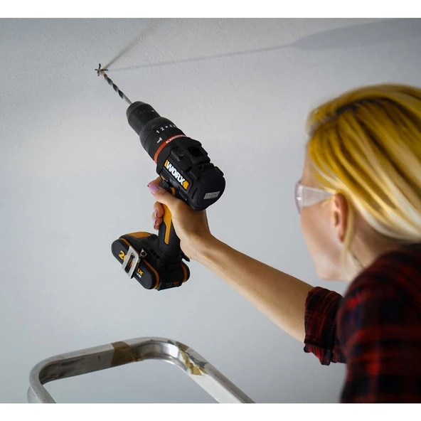 Worx Wx352 20Volt/2.0Ah Li-İon Çift Akülü Kömürsüz Profesyonel Şarjlı Darbeli Matkap - 11