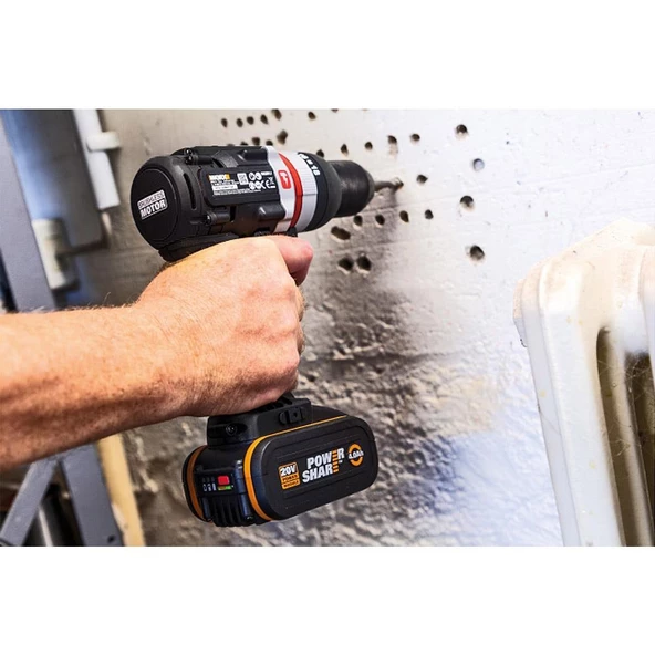Worx Wx-Jcr 20Volt/2.0Ah Li-İon Çift Akülü Kömürsüz Profesyonel Darbeli Şarjlı Matkap - 12