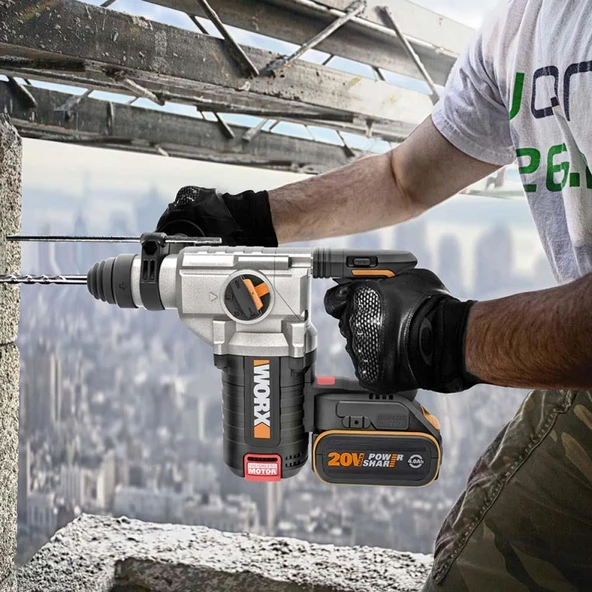 Worx Wx380.9 20Volt 2.2J Profesyonel Sds-Plus Pnömatik Kırıcı/Delici (Akü Dahil Değildir) - 5