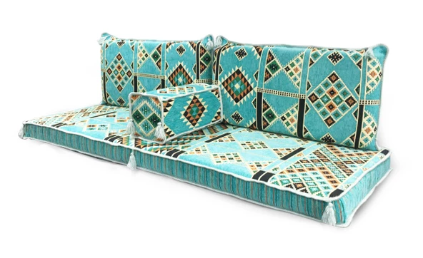 Shark Anatolia Kilim Desenli Şark Köşesi İkili Sedir Takımı Turkuaz - 2