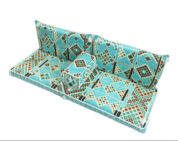 Shark Anatolia Kilim Desenli Şark Köşesi İkili Sedir Takımı Turkuaz - 5