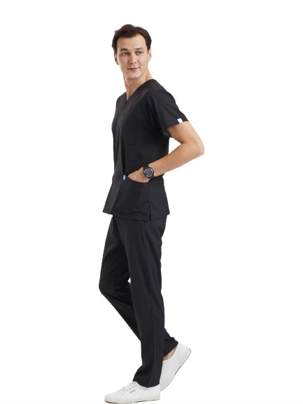 BASIC- Erkek Likralı Siyah Üniforma Takımı - Resim 2