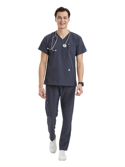 BASIC- Erkek Likralı Koyu Gri Üniforma Takımı ürün görseli