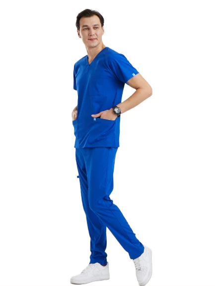 BASIC- Erkek Likralı Royal Mavi Üniforma Takımı - 2