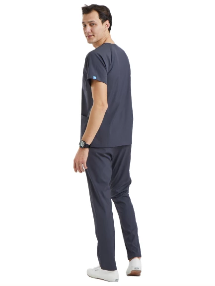 BASIC- Erkek Likralı Koyu Gri Üniforma Takımı - Resim 3