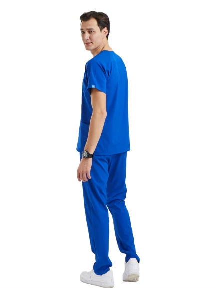 BASIC- Erkek Likralı Royal Mavi Üniforma Takımı - 3