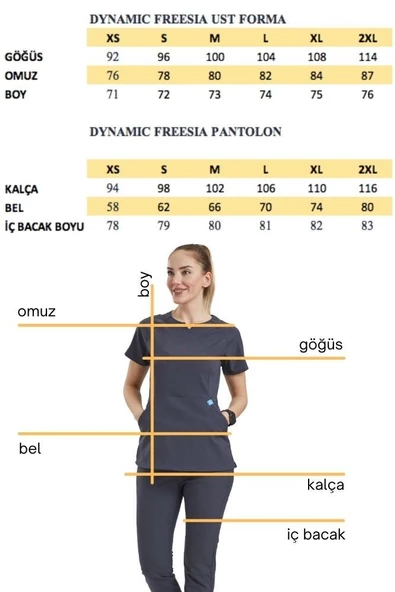 FREESIA Kadın Likralı Üniforma Takımı - Siyah