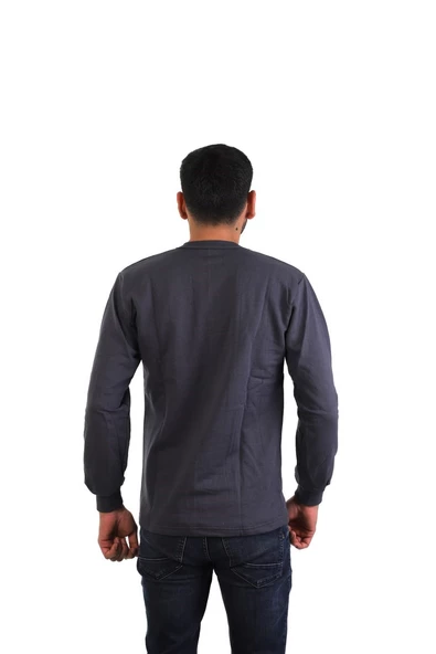ESER - Bisiklet Yaka Sweatshirt - Cepli - Koyu Gri - Resim 2