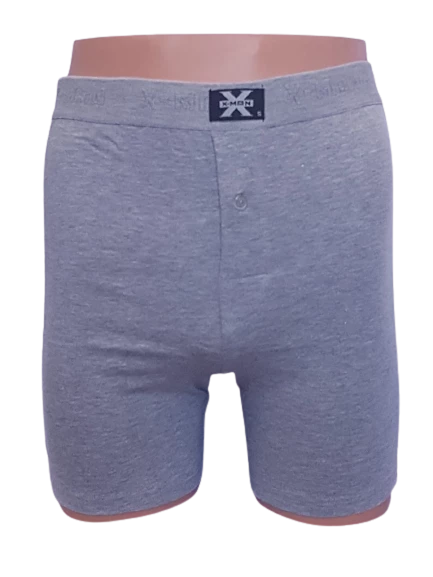 X-MAN 704 ERKEK STRETCH BACAĞI SARAN DÜZ RENK UZUN BOY BOXER - 2
