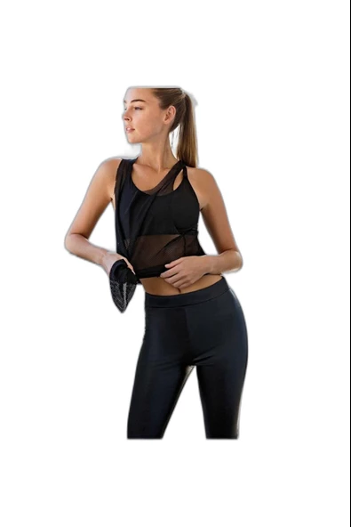 Yeni İnci Suni Deri Siyah Sporcu Tayt Tek Alt YNCT146 - 2