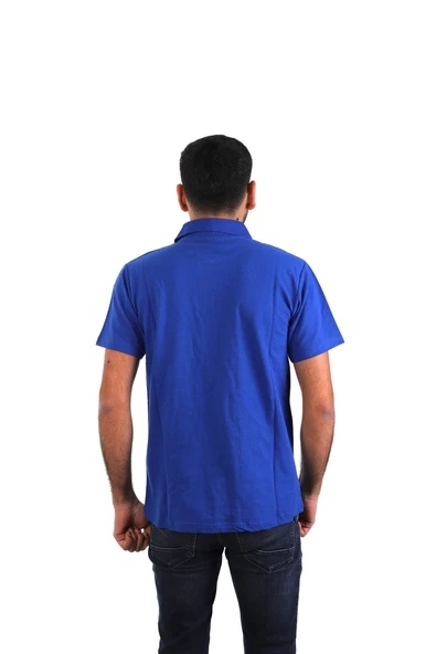 ESERIS - Polo Yaka Kısa Kol Pike Tişört - Saks - 2
