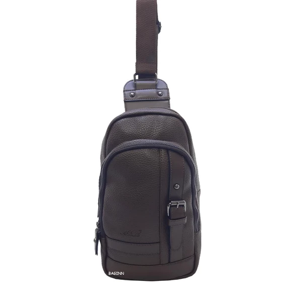 Bady Bag Tek Askılı Omuz ve Sırt Çantası Bodybag Kahverengi