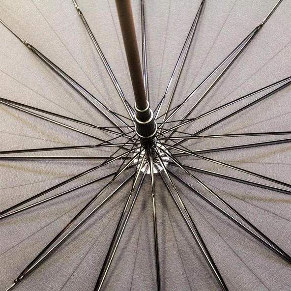 Erkek Şemsiye Siyah Renk Baston Protokol Şemsiye  110 Cm Çap 16 Telli Fiber - 3