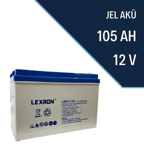 Lexron 12 V Volt 105 Ah Amper Deep Cycle Solar Güneş Jel Akü