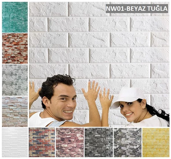 Renkli Duvarlar 11Renk Seçenekli Kendinden Yapışkanlı Duvar Kaplama Kağıdı Paneli