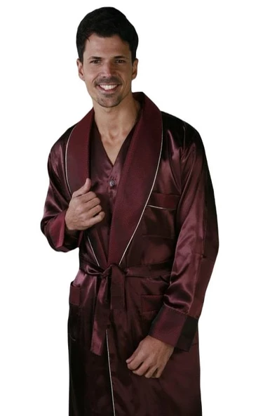 ANCELO 333 SATEN PİJAMA TAKIM VE ROBDÖŞAMBR 3LÜ DAMAT ÇEYİZ SET - 8