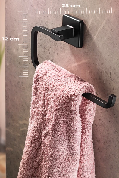 SAS Ömür Boyu Paslanmaz Solo Havluluk Ve Havlu Askılığı Siyah D-009 - Resim 2