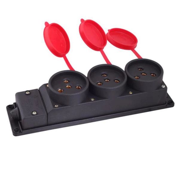 Trifaze 3'lü Kauçuk Grup Priz 25 A Sanayi Dış Ortam Çoklayıcı Çoklu Fiş Sağlam Kablosuz Su Geçirmez - Resim 2