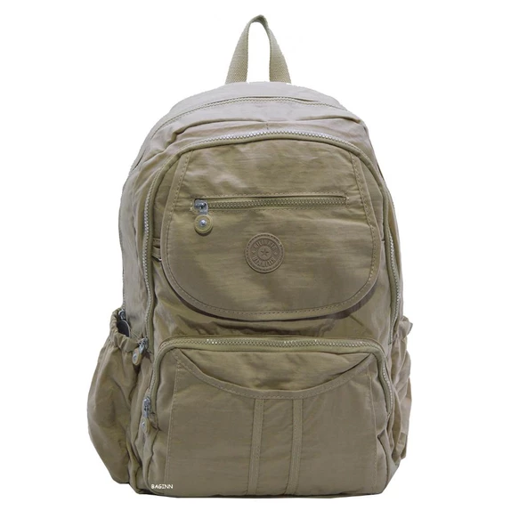 Klinkır Bayan Sırt Çantası Çok Cepli Yağmura Dayanıklı Hafif Kumaş Yeşil Renk Okul Çantası - 6