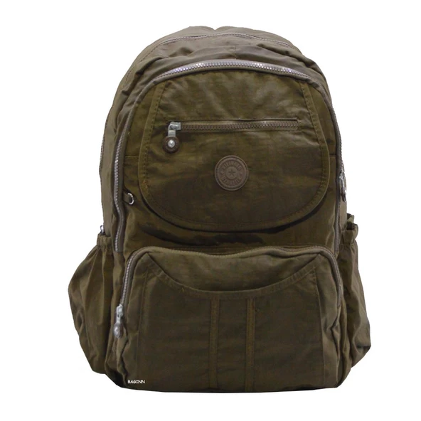 Klinkır Bayan Sırt Çantası Çok Cepli Yağmura Dayanıklı Hafif Kumaş Yeşil Renk Okul Çantası - 11