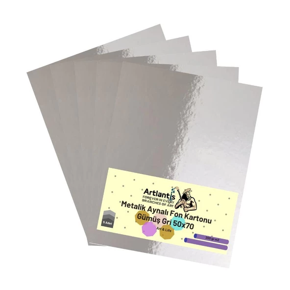 Metalik Aynalı Fon Kartonu 50x70 5 Adet Artlantis Metalik Aynalı Fon Kartonu - 2