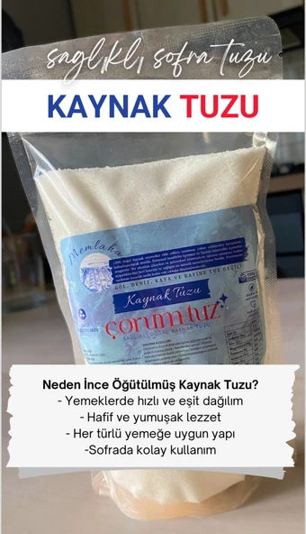 Çorum Kaynak Tuz Türkiye'nin Doğal Tuzu (Göl,Deniz,Kaya ve Rafine Tuzu Değildir)