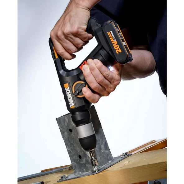 Worx Wx390.9 20Volt 1.2J Profesyonel Sds-Plus Pnömatik Şarjlı Matkap + 8 Adet Uç + Mandren (Akü Dahil Değildir) - 4