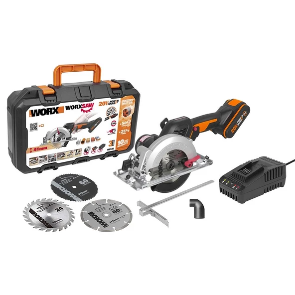 Worx Wx531 20Volt 2.0Ah. Li-İon 120Mm Kömürsüz Profesyonel Çok Amaçlı Daire Testere