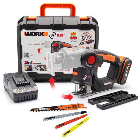 Worx Wx550 20Volt 2.0Ah. Li-İon Profesyonel Dekupaj Ve Tilki Kuyruğu Testere