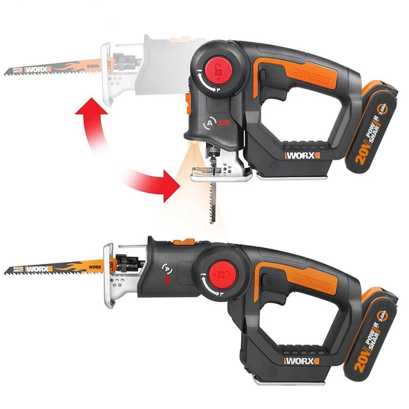 Worx Wx550 20Volt 2.0Ah. Li-İon Profesyonel Dekupaj Ve Tilki Kuyruğu Testere - 2