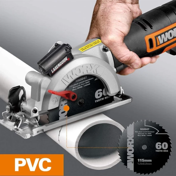 WORX WX437 800Watt 120mm Profesyonel Çok Amaçlı Lazerli Daire Testere - Resim 7