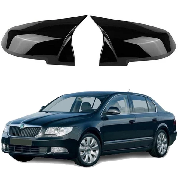 Skoda Super B 08-15 Araca Özel Batman Yarasa Ayna Kapağı Pianoblack