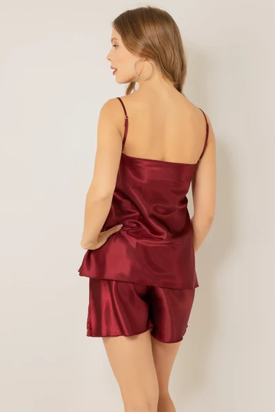DoReMi  Ayarlanabilir Askılı Dantelli Saten Şortlu Takım - 6