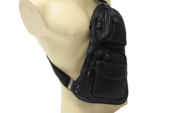 Adm Tr0014 Suni Deri, Tek Omuz Askılı Sırt - Göğüs Çantası - Body Bag - 7
