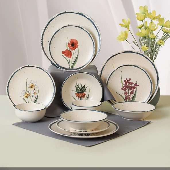 Keramika Keraart Anatolian Flowers Yemek Takımı 24 Parça 6 Kişilik - 256/261