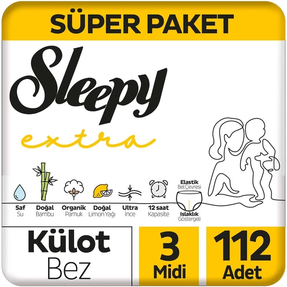 Sleepy Extra Günlük Aktivite Süper Paket Külot Bez 3 Numara Midi 112 Adet