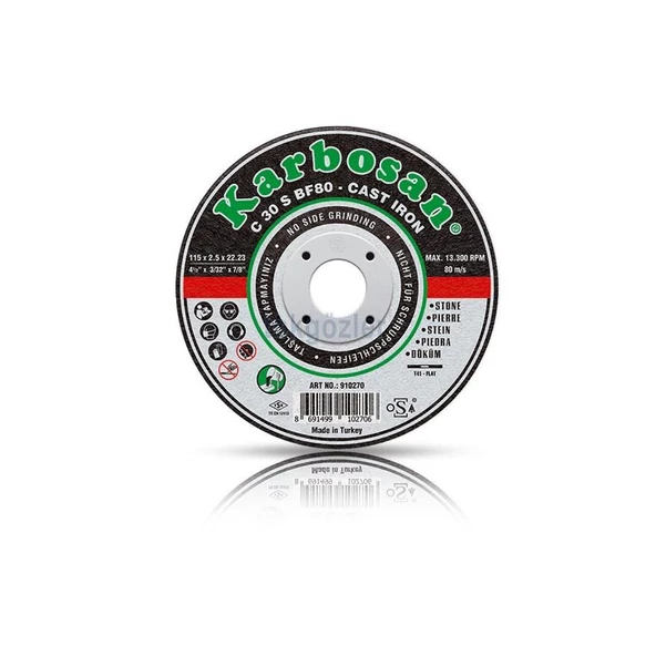 Karbosan 115x2.5x22.23 SC Pik Döküm Kesme Diski 910270 (1 adet) - 2