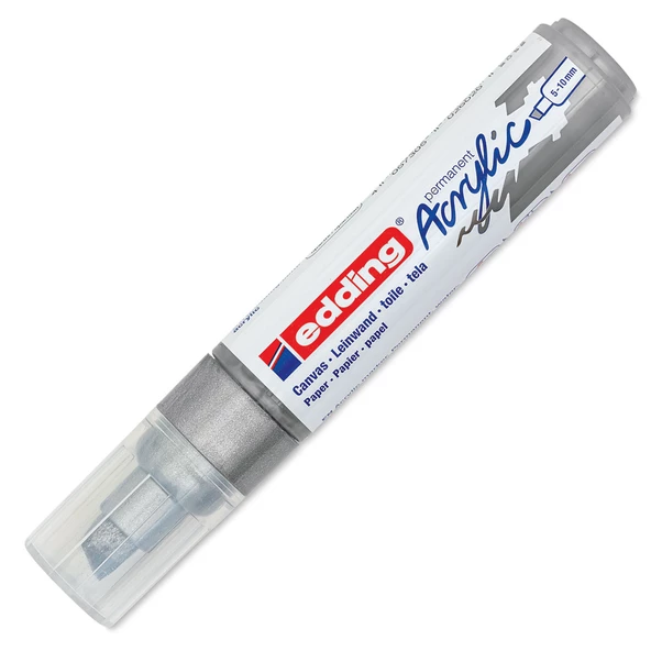 Edding 5000 Akrilik Boyama Markörü 5-10 mm Kesik Uç Gümüş - 3