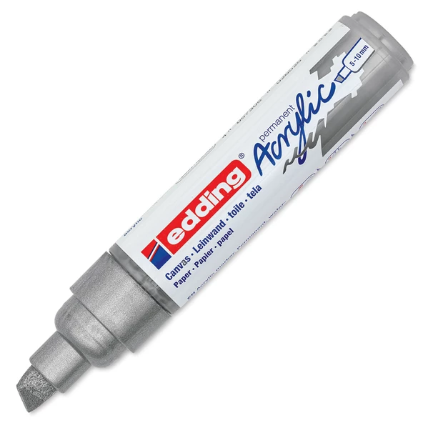 Edding 5000 Akrilik Boyama Markörü 5-10 mm Kesik Uç Gümüş - 2