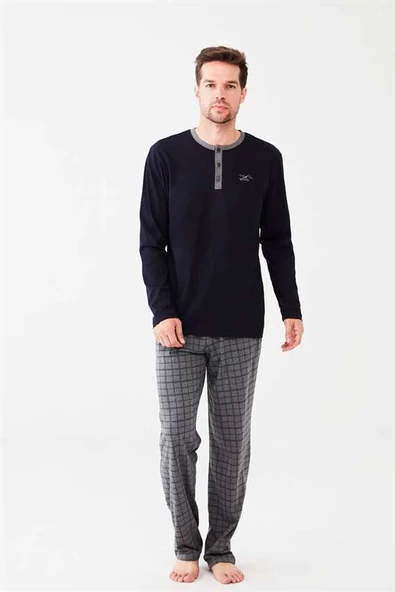 Mod Collection 3570 Erkek Büyük Beden Boydan Patlı Pijama Takımı