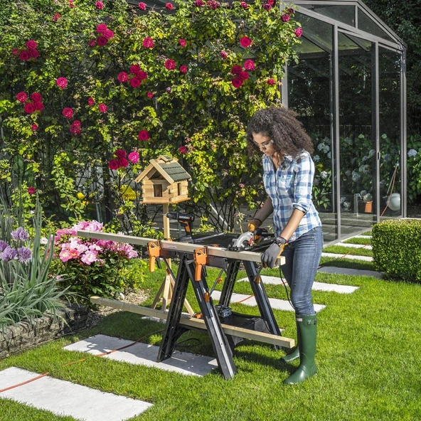 Worx Wx051 Çok Fonksiyonlu Katlanabilir Çalışma Tezgâhı + 2 Adet Tetik İşkence - Resim 9