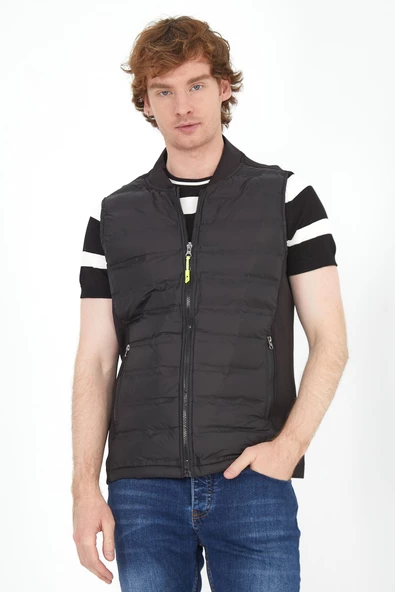 Erkek Regular Fit Bomber Yaka Fermuarlı Cepli Şişme Rahat Spor Yelek - 6