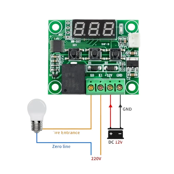 W1209 Dijital Termostat Sıcaklık Kontrol Devresi Sensörlü