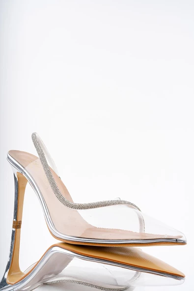 Muggo Sidney Kadın Prenses Taşlı Şeffaf Topuklu Abiye Ayakkabı - 7